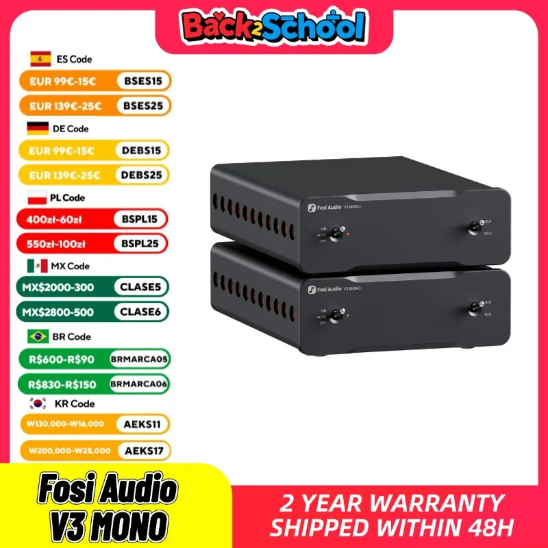 Fosi Audio V3 Mono amplificatore di potenza Stereo 2/2.1/3/4/5 canali TPA3255 Mini Amp 240W amplificatore professionale