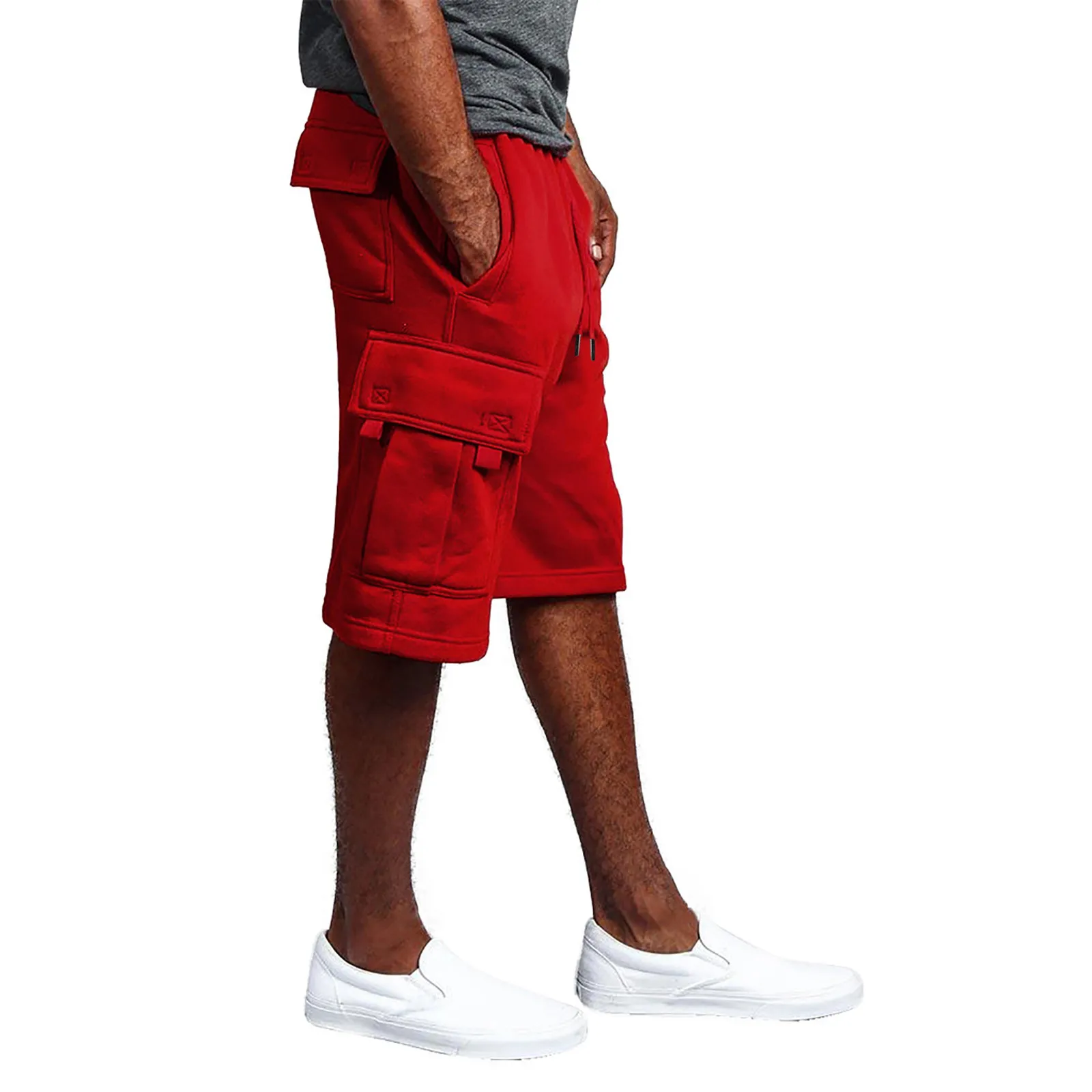 Calça cargo multibolso masculina, calça reta, casual simples para todos os jogos, com cordão na moda, cor sólida