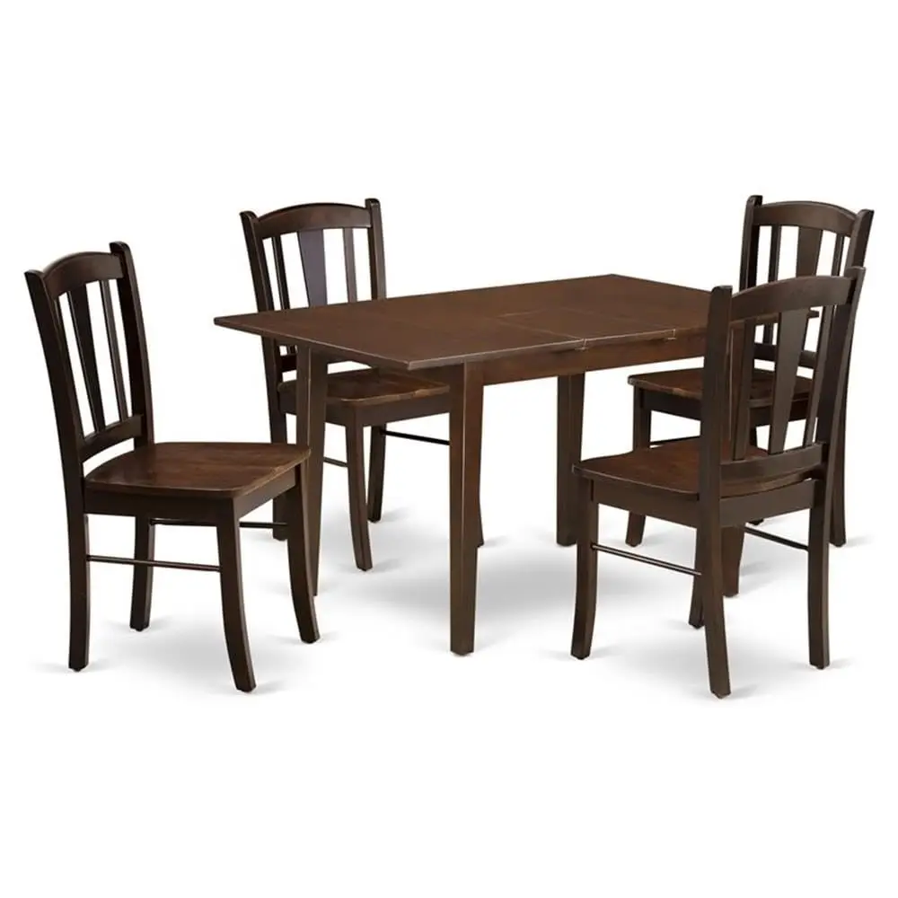 5 Piece Dining Table Set for 4 Rectangle Kitchen Table with Butterfly Leaf & 4 Chairs, 32x54 Inch, Mahogany, Customized