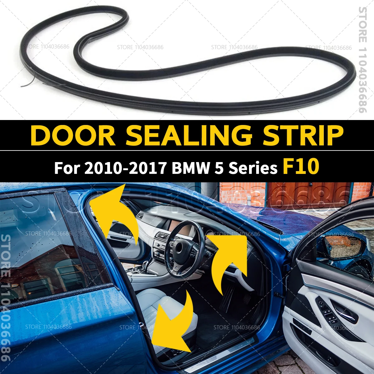 

For 2010-2017 F10 BMW 528i 535d 535i 550i Hybrid 5 M5 Car Body Rubber Sealing Strip Door Soundproof 51727278503 51727278506