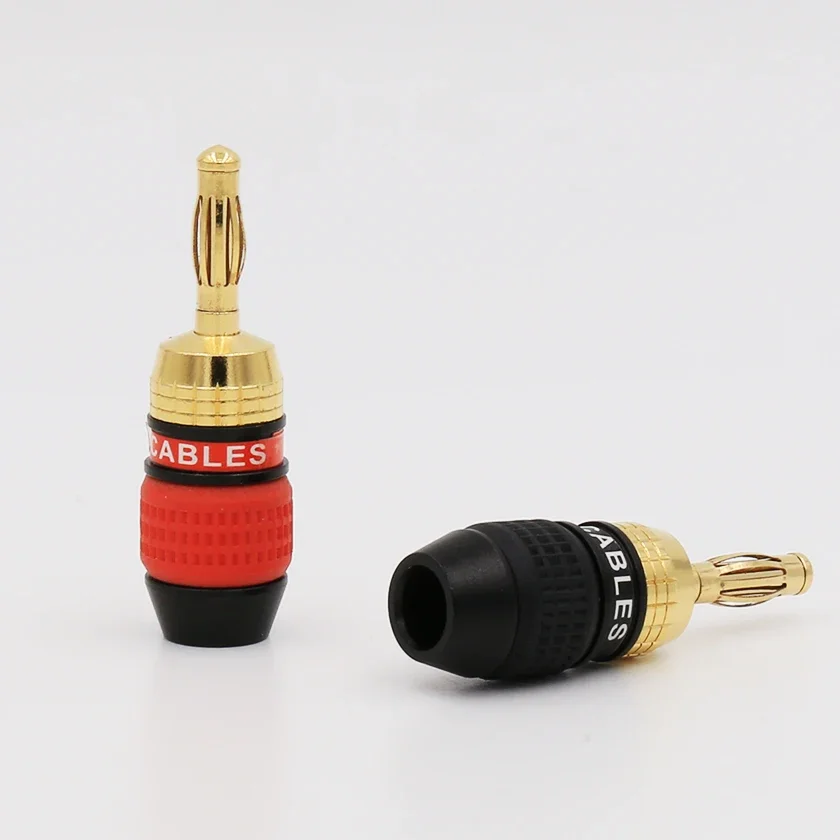 4PCS BA1442G Brass Gold Plated Speaker Wire Connector Plug HiFi Audio High-end Deadbolt Banana Plugs