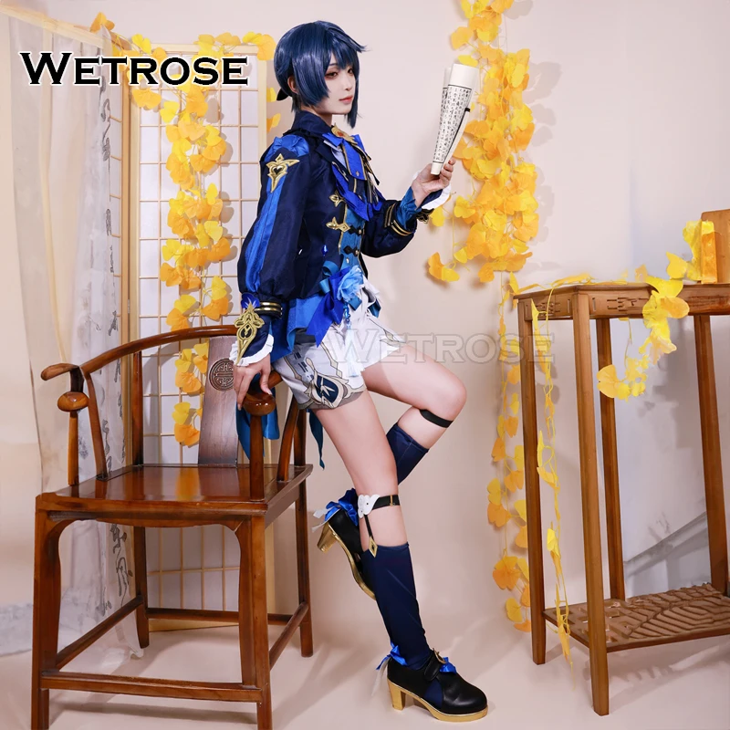 【Wetrose】 Xingqiu 2024 New Year Outfit Skin Cosplay Costume Genshin Impact Bamboo Rain Xing Qiu Син Цю Lantern Rite Attire Dress