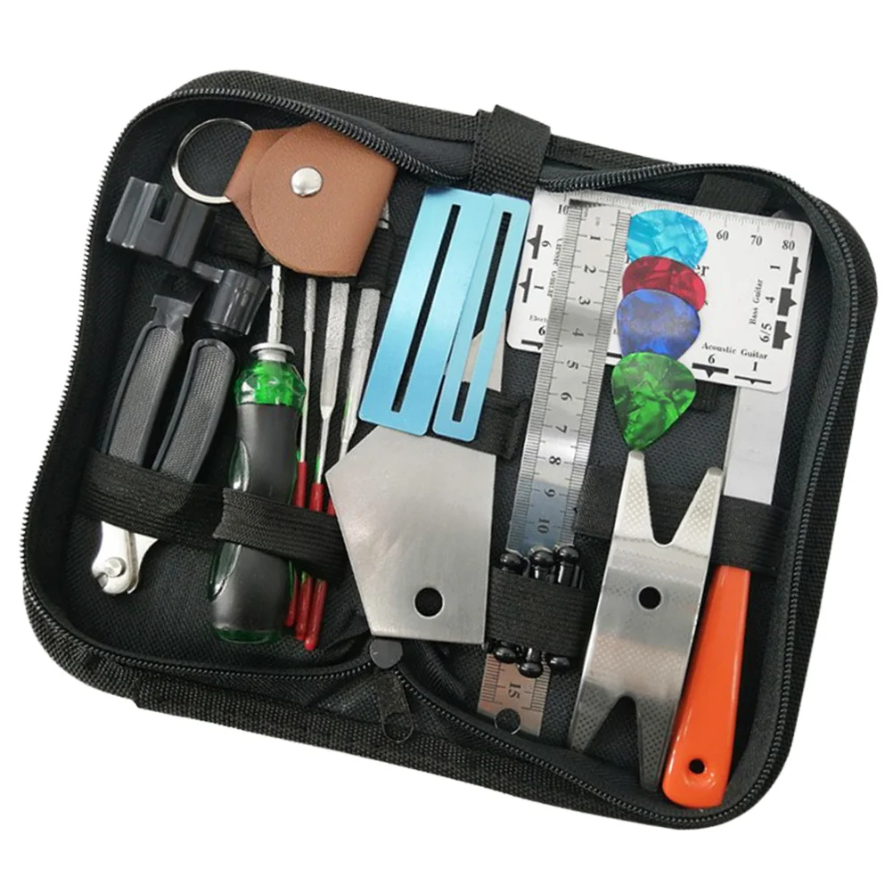 

24Pcs Guitar Repair Tool Kit Electric Classical Guitar String Cutter Fingerboard Guard Fret File Action Ruler for Bass Ukulele