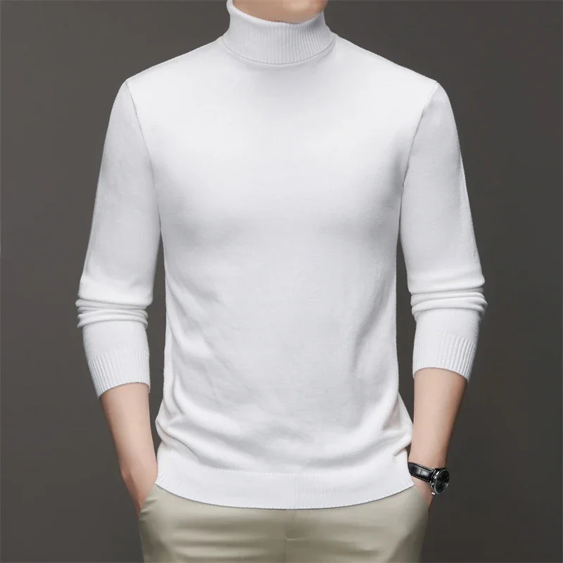 6 Colour Men's High Neck Long Sleeved Solid Color Sweater Soft Warm and Comfortable Top with a Base