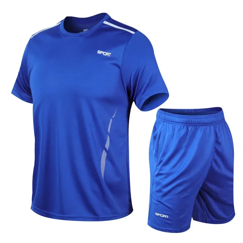 

Outdoor Sports Men's Quick Drying Running Sets Breathable Hiking Fishing T-Shirt Short Soft Elasticity Gym Fitness Suits