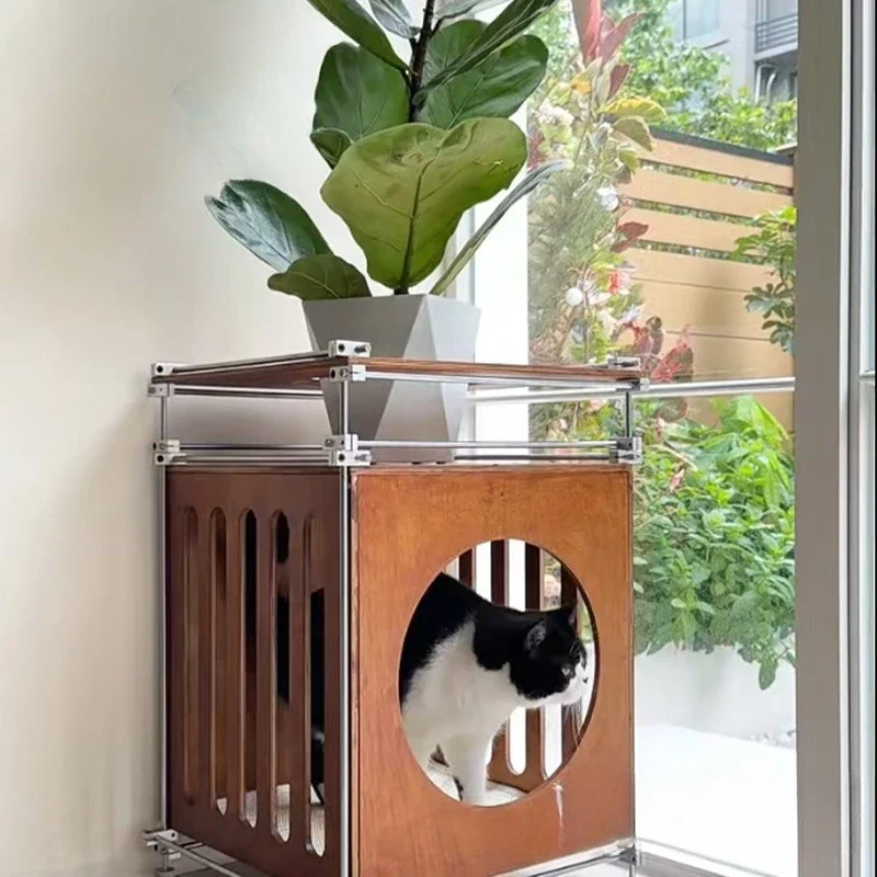 Internet celebrity DIY optical axis cat nest marine board green plant mobile floor rack pet cat litter cabinet