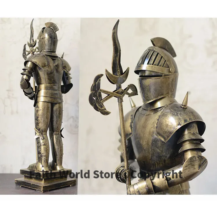 52CM LARGE -Christmas GIFT TOP COOL fashion office home shop bar decorative art Retro Iron Roman armor Warrior art statue-JS642