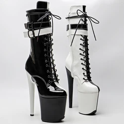 Leecabe  20CM/8inches  shiny patent PU Upper Pole dancing shoes High Heel platform stripper heel Pole Dance boot