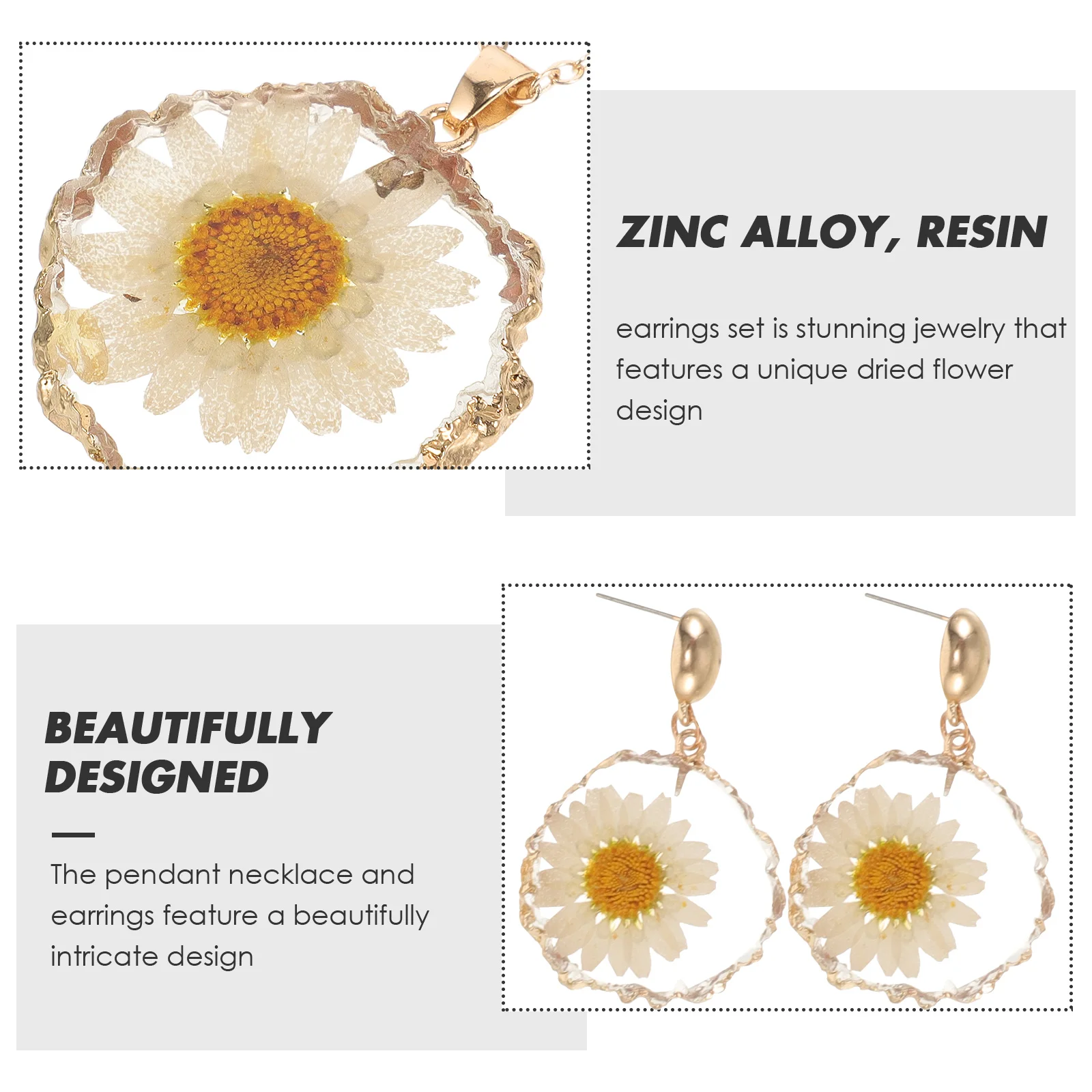

Intricate Flower Pendant Necklace And Earring Set Beautiful Daisy Jewelry Set Elegant Women Accessories