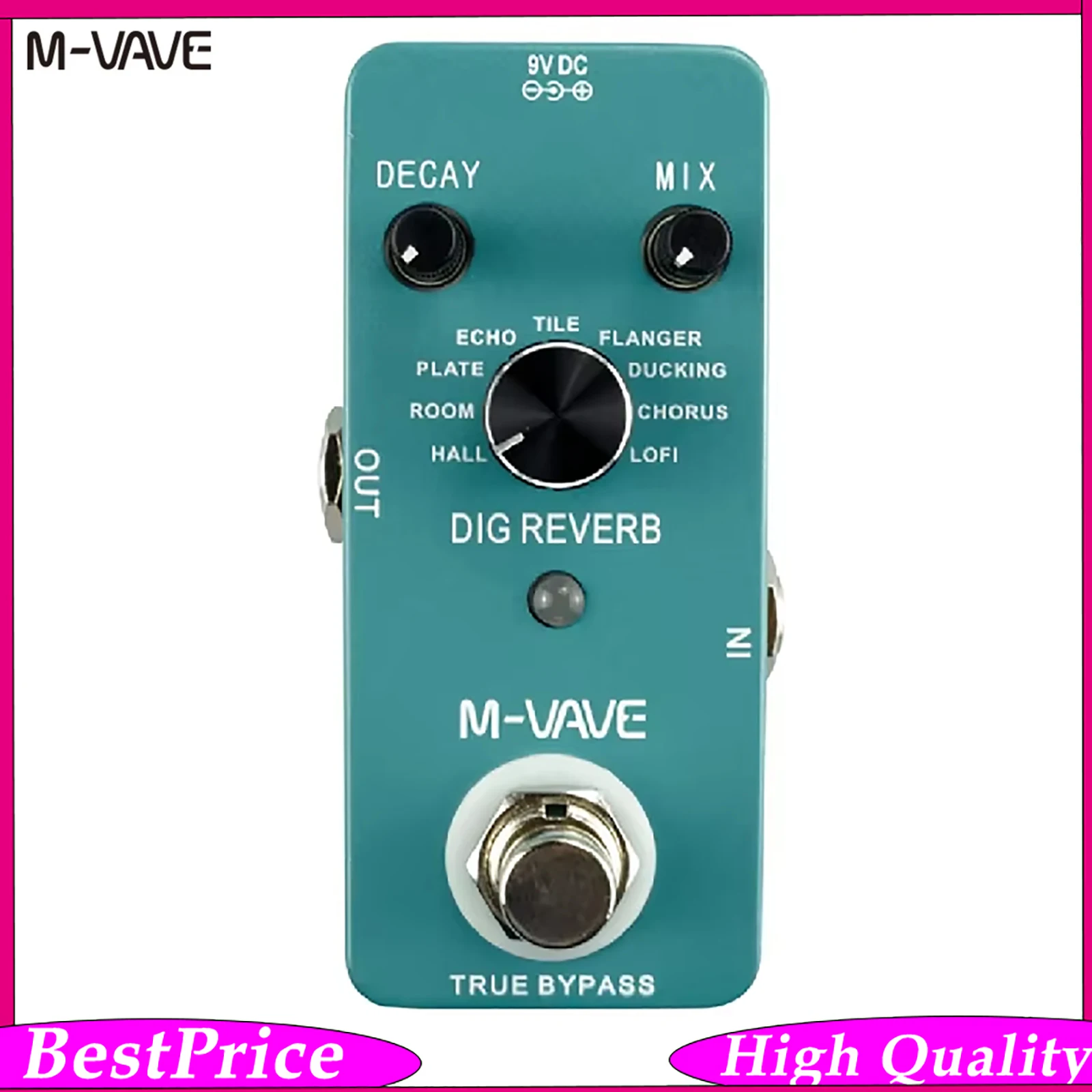 M-VAVE DIG REVERB Digital Reverb Guitar Effect Pedal with 9 Reverb Types Decay Mix Control True Bypass Full Metal Shell
