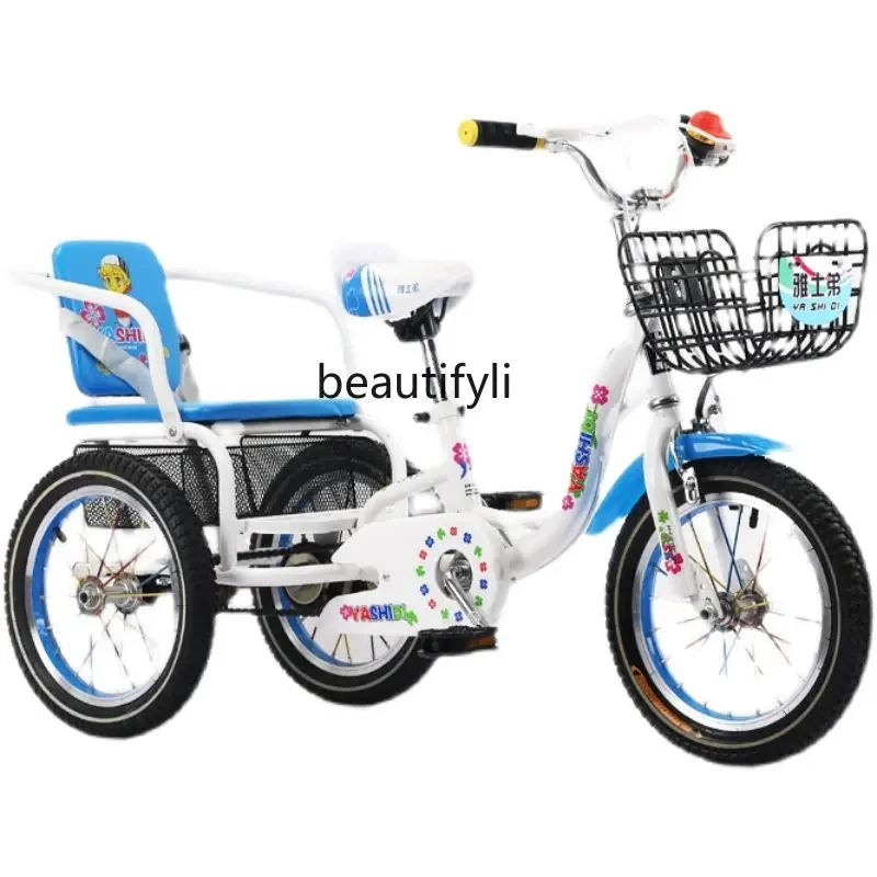 

yj Small Tricycle Bicycle 2-6-3-8 Years Old Boys and Girls Pedal Double Car with Bucket