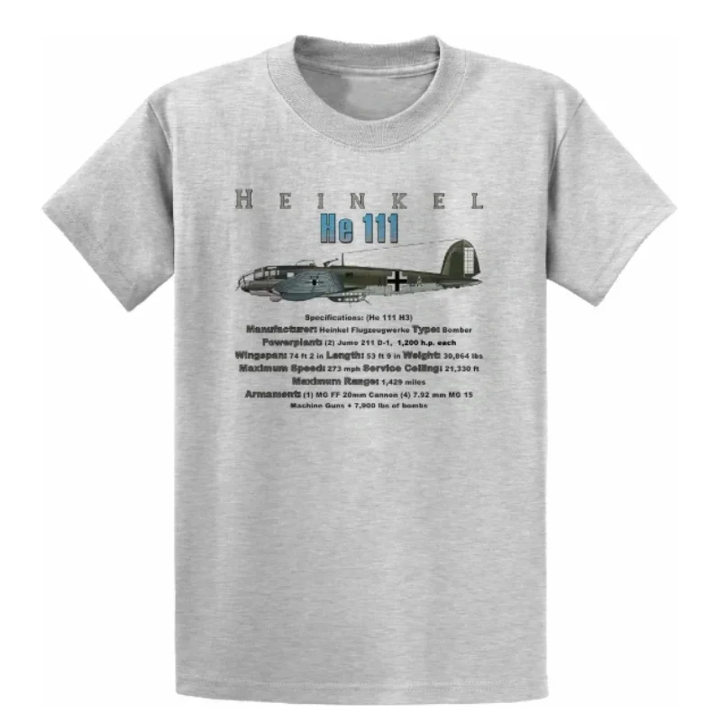 WWII German Heinkel He 111 Bomber T-Shirt New 100% Cotton O-Neck Summer Short Sleeve Casual Mens T-shirt Size S-3XL