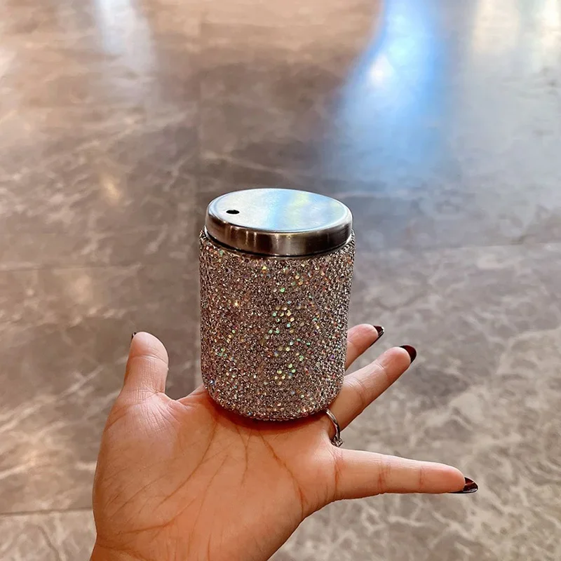 Bling Rhinestone Stainless Steel Toothpick Container Creative Portable Home Bar Toothpick Storage Box Toothpick Cotton Container