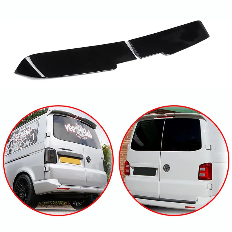 2X For Volkswagen For VW T5 T5.1 T6 T6.1 High Qulity ABS 2 Door Transporter Rear Spoiler Roof Wing  By Carbon Fiber Glossy Black