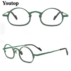 Vintage Round Titanium Eyeglasses Frames Women Pink Optical Glasses Frames Men Prescription Green Spectacles Nerd Eyewear
