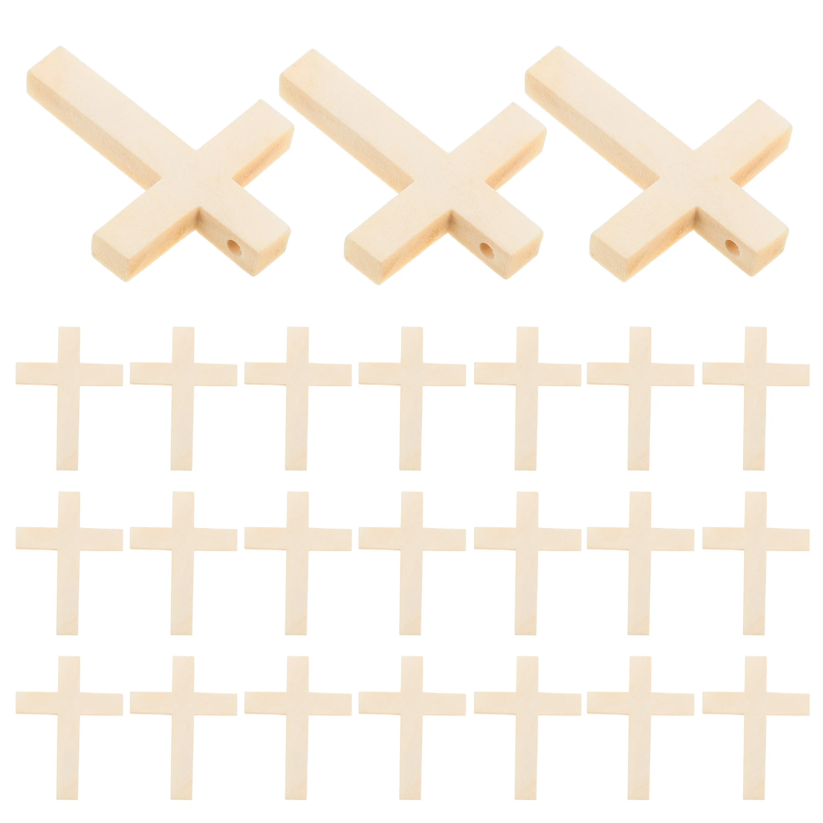 

50pcs Wooden Cross 4x3cm Durable Solid Wood Crafts Predrilled Holes Blank Charms Mini Crosses for DIY Projects Jewelry Making