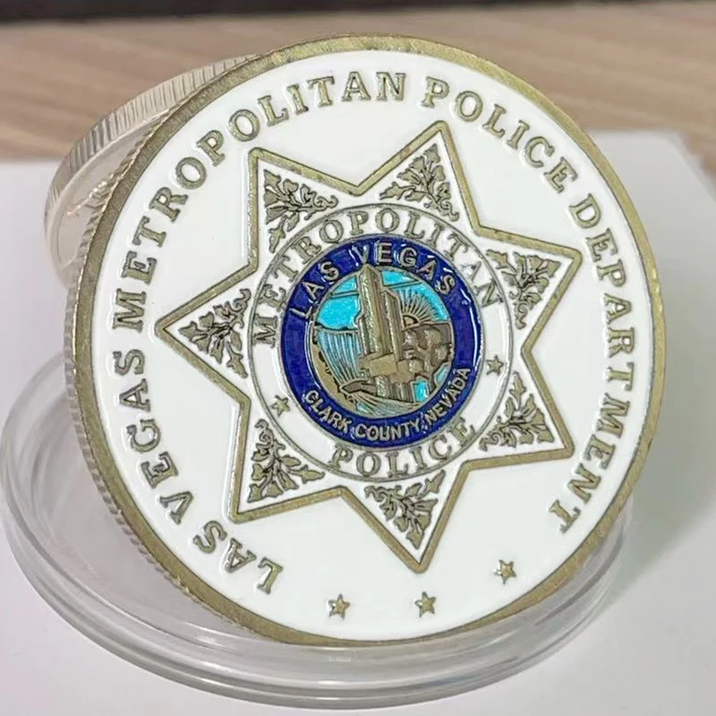 Moeda de lembrança do departamento de polícia metropolitana de Las Vegas dos Estados Unidos Moeda de desafio com padrão Saint Micheal