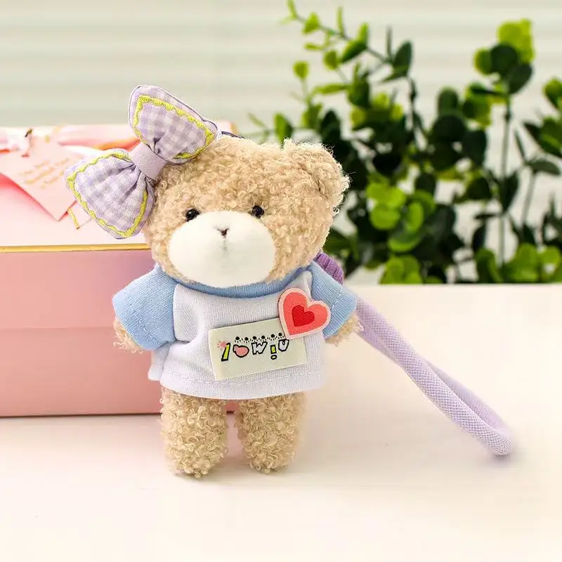 15cm Simulation New Sweet Bear Backpack Pendant Doll Stuffed Plush Toy Cartoon Anime Cute Children's Birthday Gift Fun Doll