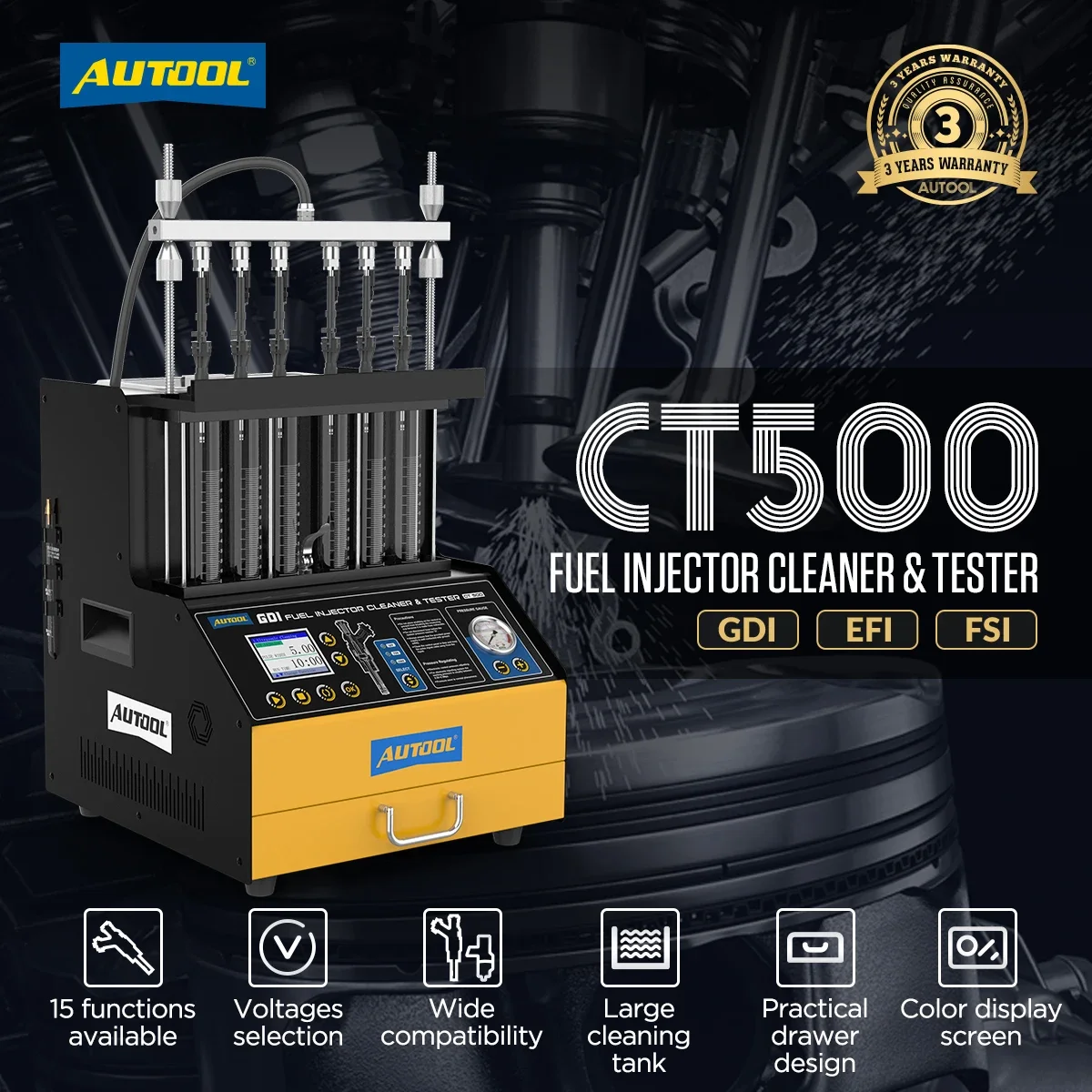 Autol CT500 GDI EFI FSI General Professional Ultrasonic Cleaning Equipment Motorcycle Car Injector Washer