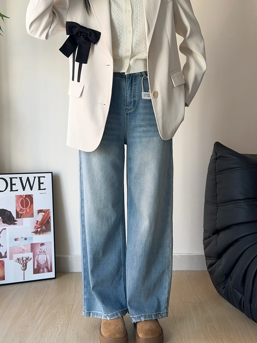 

High Waist Elastic Wide Leg Jeans Women's Slim Fit Denim Spring Summer High Waist Elastic plus Size Straight Leg Lenzing Jeans