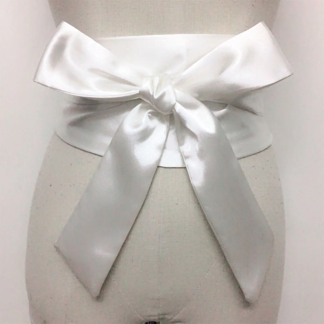 New silk ribbon Korean version women's accessories wedding dress lengthened and wide bow belt waistband