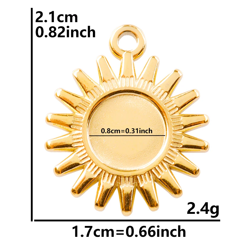 5pcs Gold Sun Charms for DIY Jewellery Making