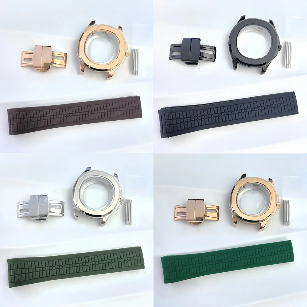 NH 35 caso Diâmetro 42mm Nautilus relógio pulseira de borracha à prova d'água 100m acessórios de relógio compatíveis com movimento nh35/nh36