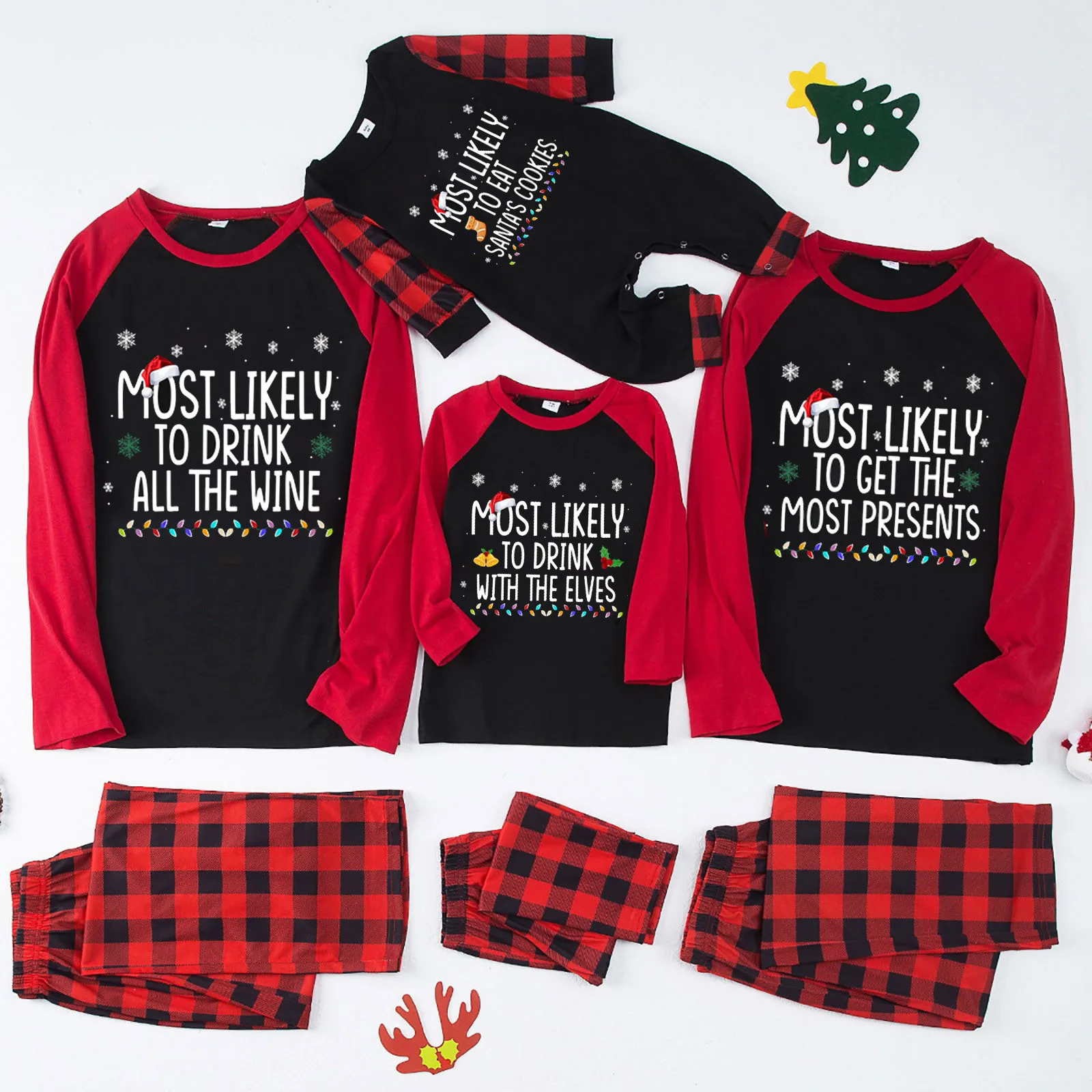 Merry Christmas Letters Print Matching Outfits for Family 2026 New Cute Soft Adults Kids Pajamas Set Baby Romper Xmas Look Pjs