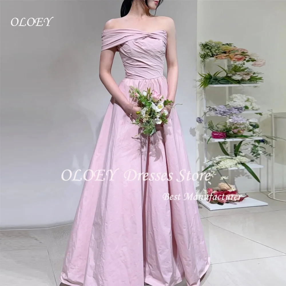 OLOEY 2026 Elegant One Shoulder Korea Evening Dresses Pleat Customised Photo shoot Floor Length Wedding Dress 웨딩드레
