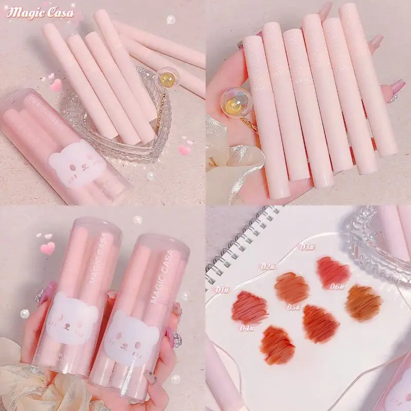 6 pièces de gloss à lèvres effet miroir, gloss à lèvres transparent, huile à lèvres en verre, rouge à lèvres liquide imperméable, teinte nude brun clair, maquillage