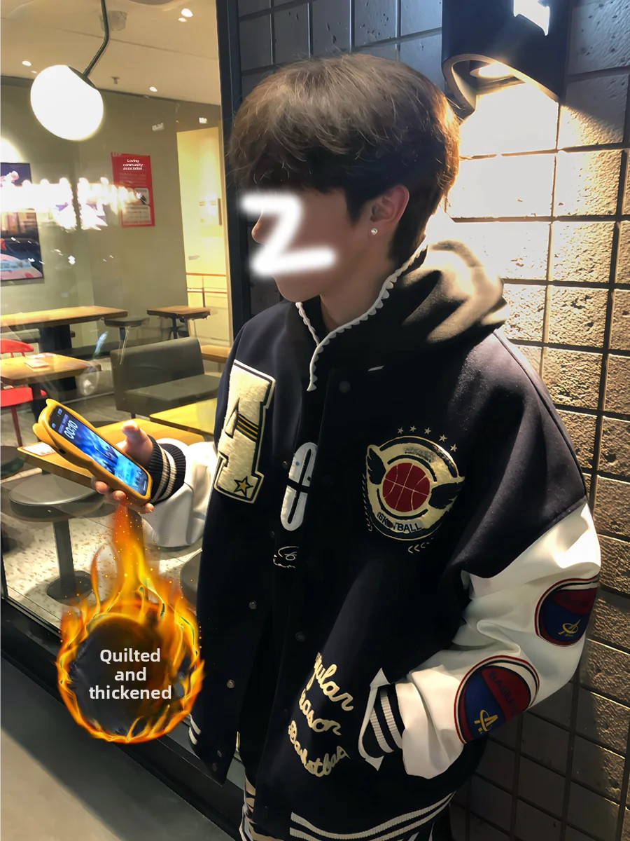 

Утепленная хлопковая бейсбольная куртка с вышивкой букв для мужчин и женщин, ретро-дизайн для пар, верхняя одежда на весну, осень и зиму