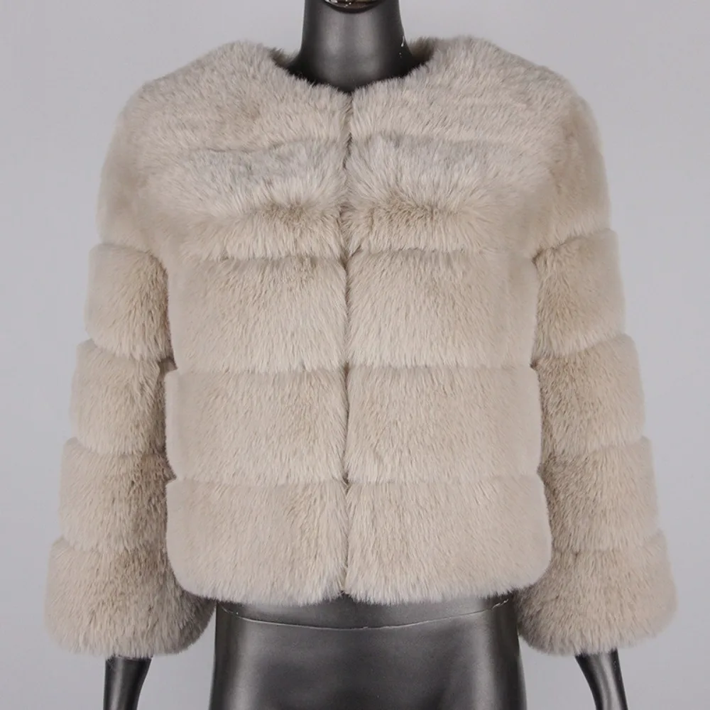 معطف الشتاء المرأة فو الثعلب معطف الفرو تقليد الفراء مكتب سيدة معاطف أنيقة المألوف الدافئة سميكة سترات من الفرو الاصطناعي