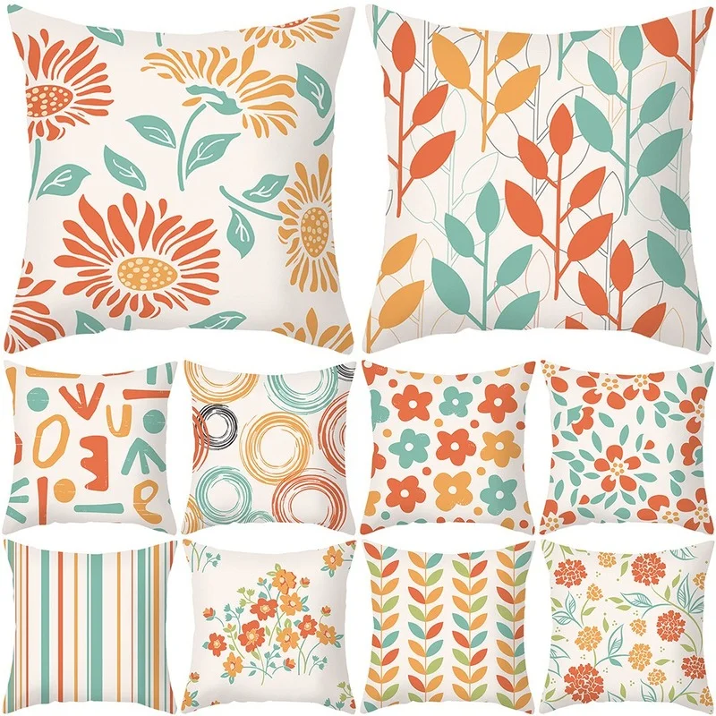 

Colorful Floral Geometric Cushion Cover 45x45cm Living Room Home Decor Pillow Cover Sofa Seat Car Cushion Case Square Pillowcase