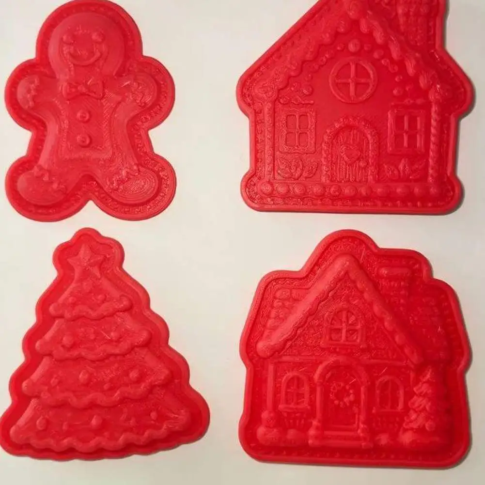 8cm Plastic Cookie Press Mold Tool Red Food-Grade Dough Crimper Shaper Baker Accessories for Holiday Party Baking Family Kids