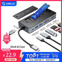 ORICO M.2 SSD Enclosure USB C Hub Splitter PD100W Extension Docking Station 10Gbps M2 NVMe SATA External Case 4K 60Hz HDMI-Com