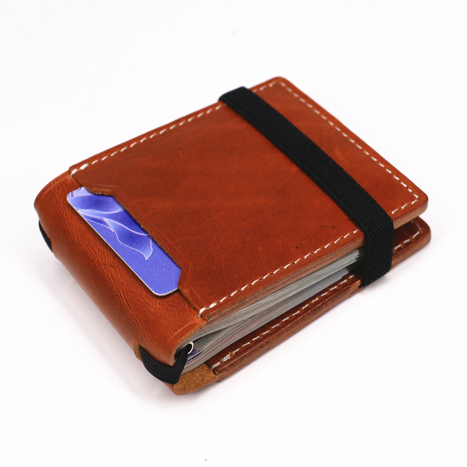Genuine Leather Cash Wrap Wallet For Men With Magnetic Clasp Vintage Slim Bifold Money Clip Wallet Card Holder Cash Organizer