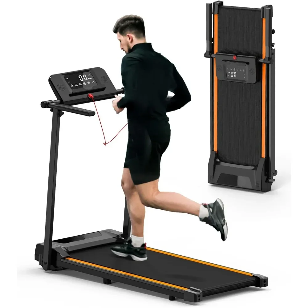 Folding Treadmill,2.25HP,12 HIIT Modes, Compact Small Treadmill for Home Office,Space Saving with Large Running Area,LCD Display