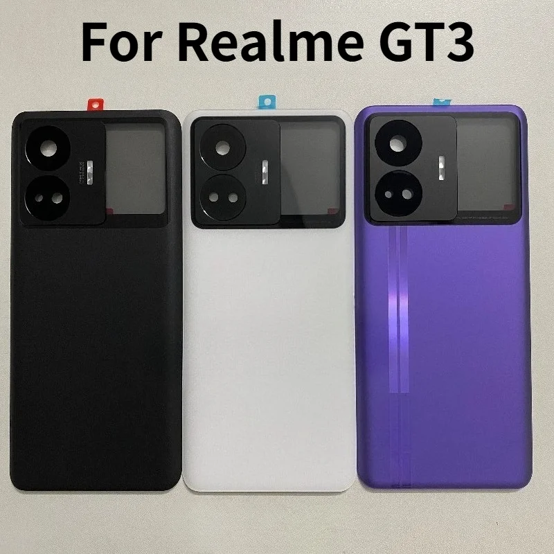 Glass Back Cover For Realme GT3 RMX3709 Lid Housing Battery Rear Case with Camera Frame Lens + Adhesive Mobile Chassis