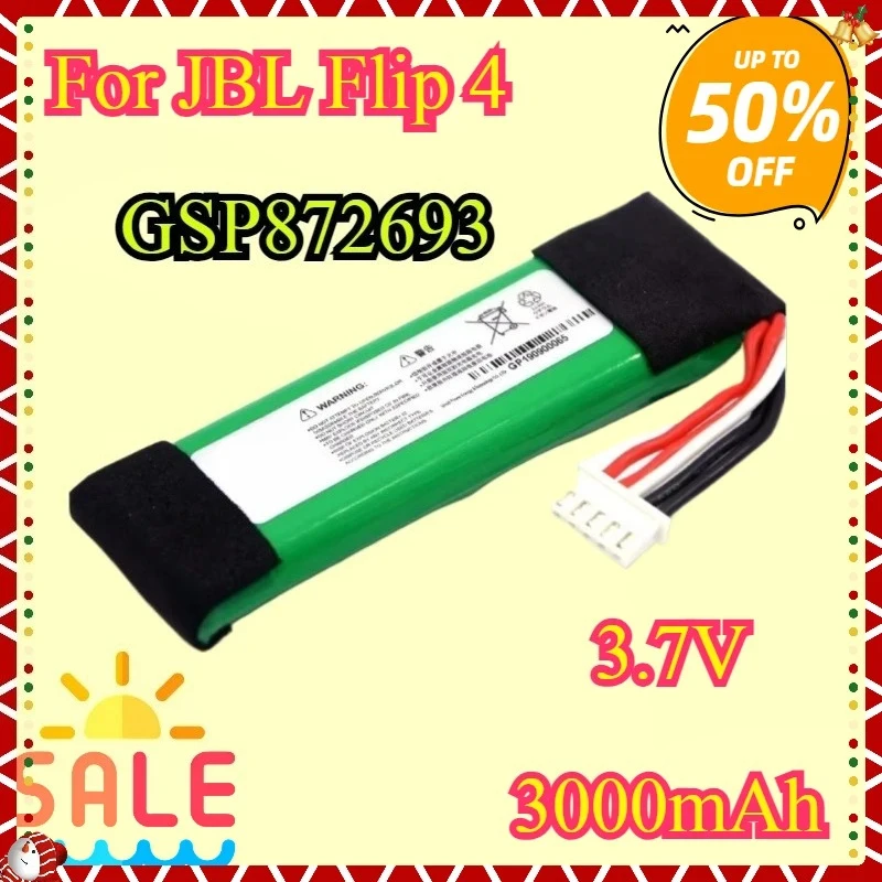 

New High quality Replacement Battery 3000mAh For JBL Flip 4 Flip4 L0729-LF GSP872693 01 Bluetooth Outdoor Speaker Batteries