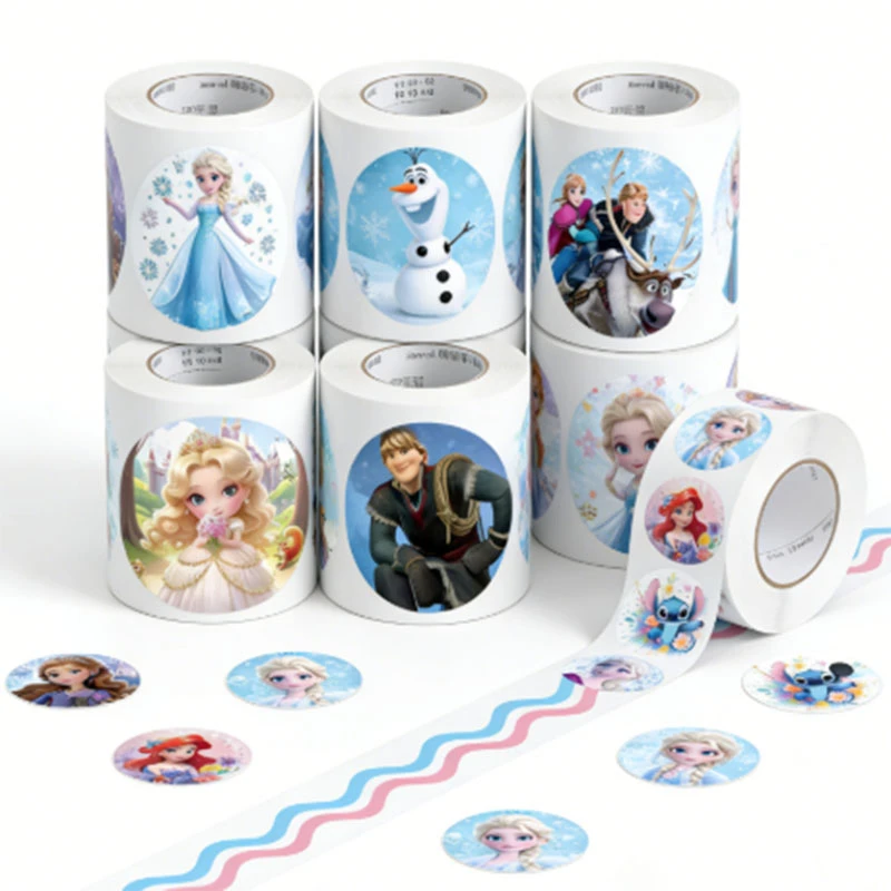 

500pcs Elsa Princess Cartoon Sticker Roll Diy Decorative Stickers For Phone Thermos Diary Envelope Seal Stationery Kids Gift