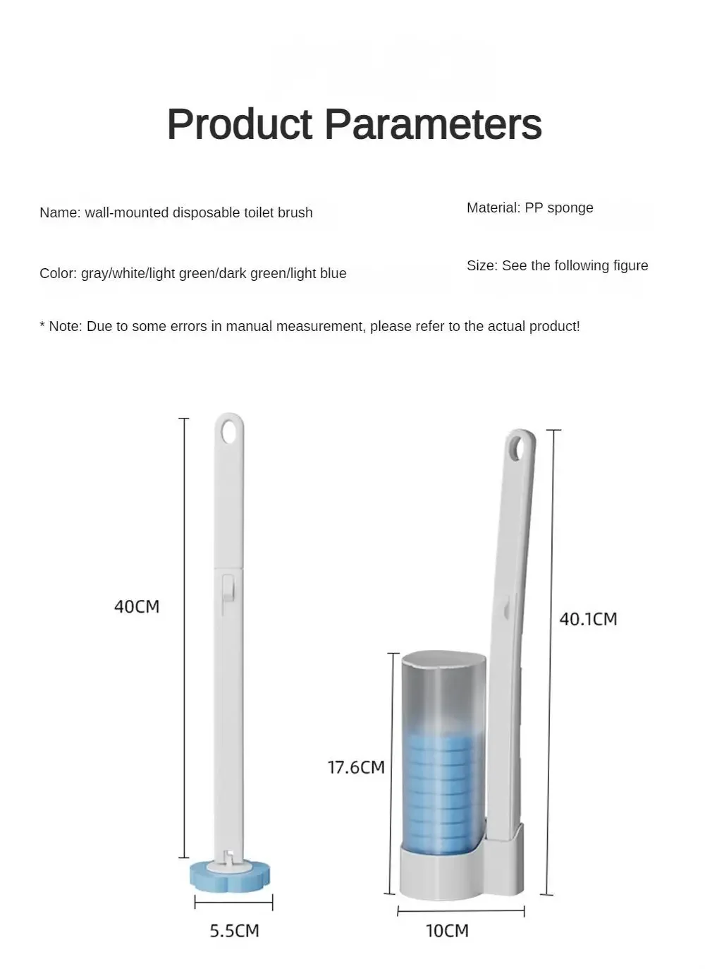 Wegwerp toiletborstel Wandgemonteerd schoonmaakhulpmiddel voor badkamer Vervangende opzetborstel Toiletreinigingsborstelset Wc-accessoires