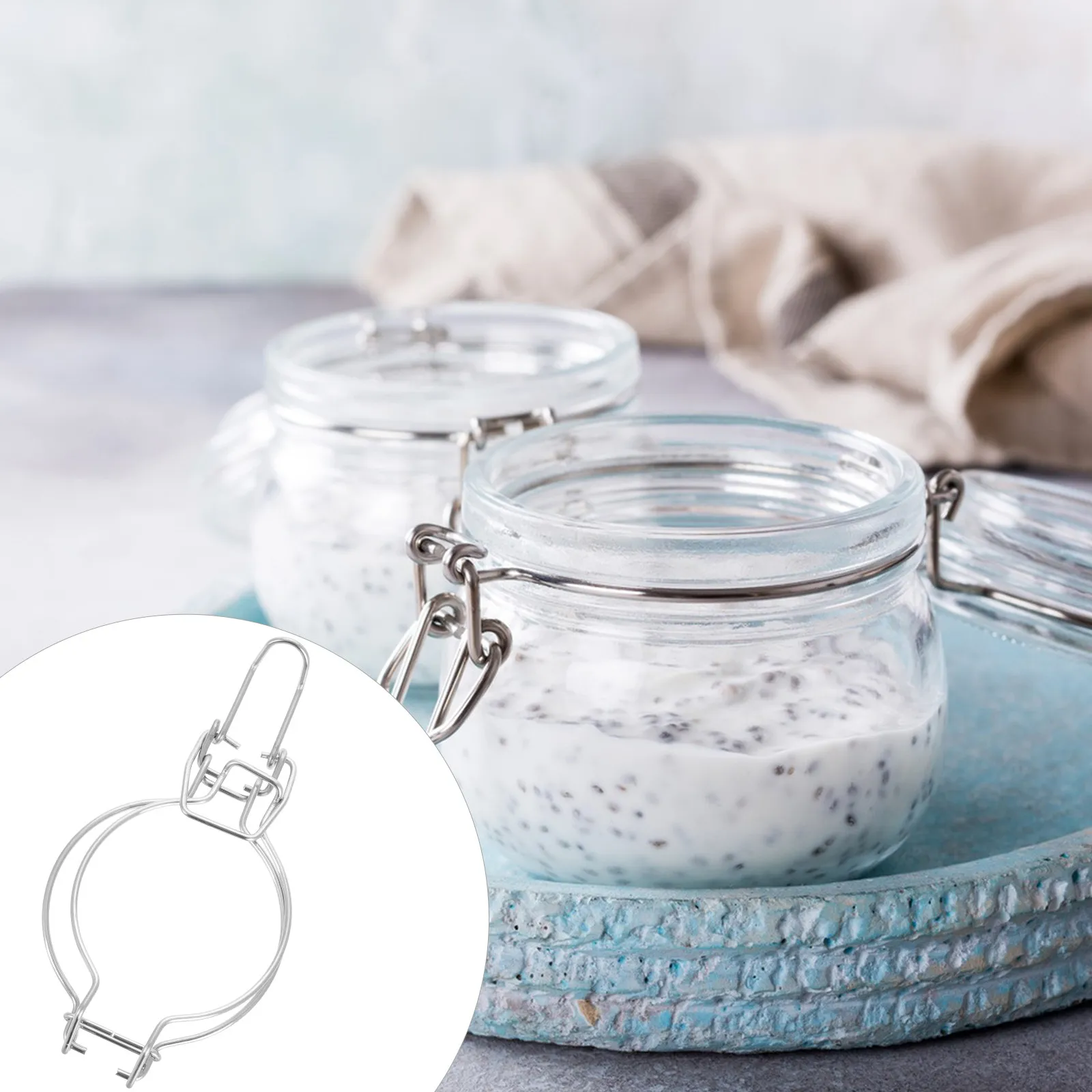 10Pcs Stainless Steel Jar Wire Clamps Airtight Sealing Buckles for Wide Mouth Glass Jars Overnight Oats Pickle Jam Storage