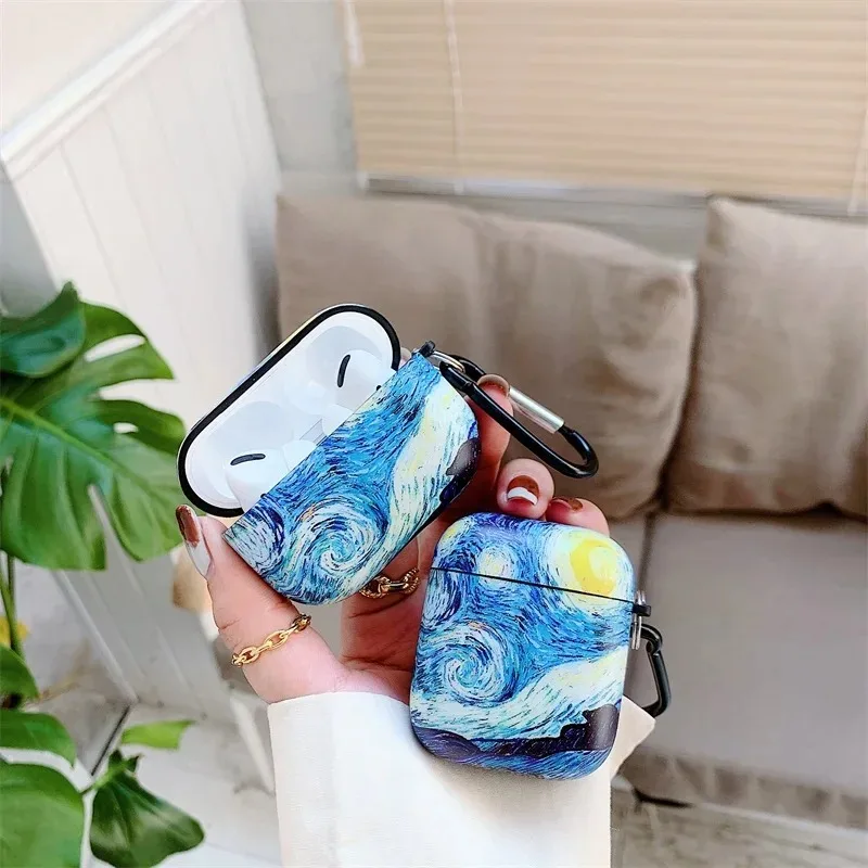 Abstract Starry Sky Case For Airpods Pro 2 3 Cover Soft Van Gogh Art Oil Painting Headset For Air For Pods Buds For Airpod 2 Key