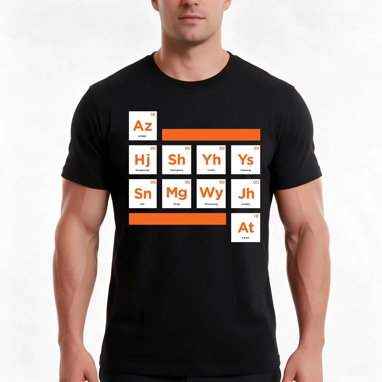 Funny Gift For Light Blue Ateez Periodic Table Vintage Photograp T-Shirt, Summer Casual Cotton Tee, Oversized Streetwear Tops