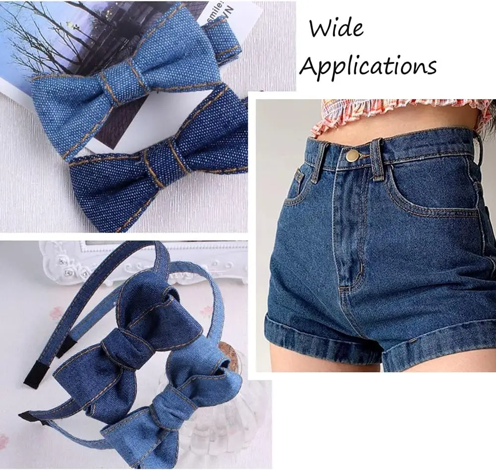 1Yards Stitch Denim Ribbon Layering Cloth Fabric Jeans Bows Ribbon for DIY Crafts Hairclip Apparel Accessories Sewing Decoration