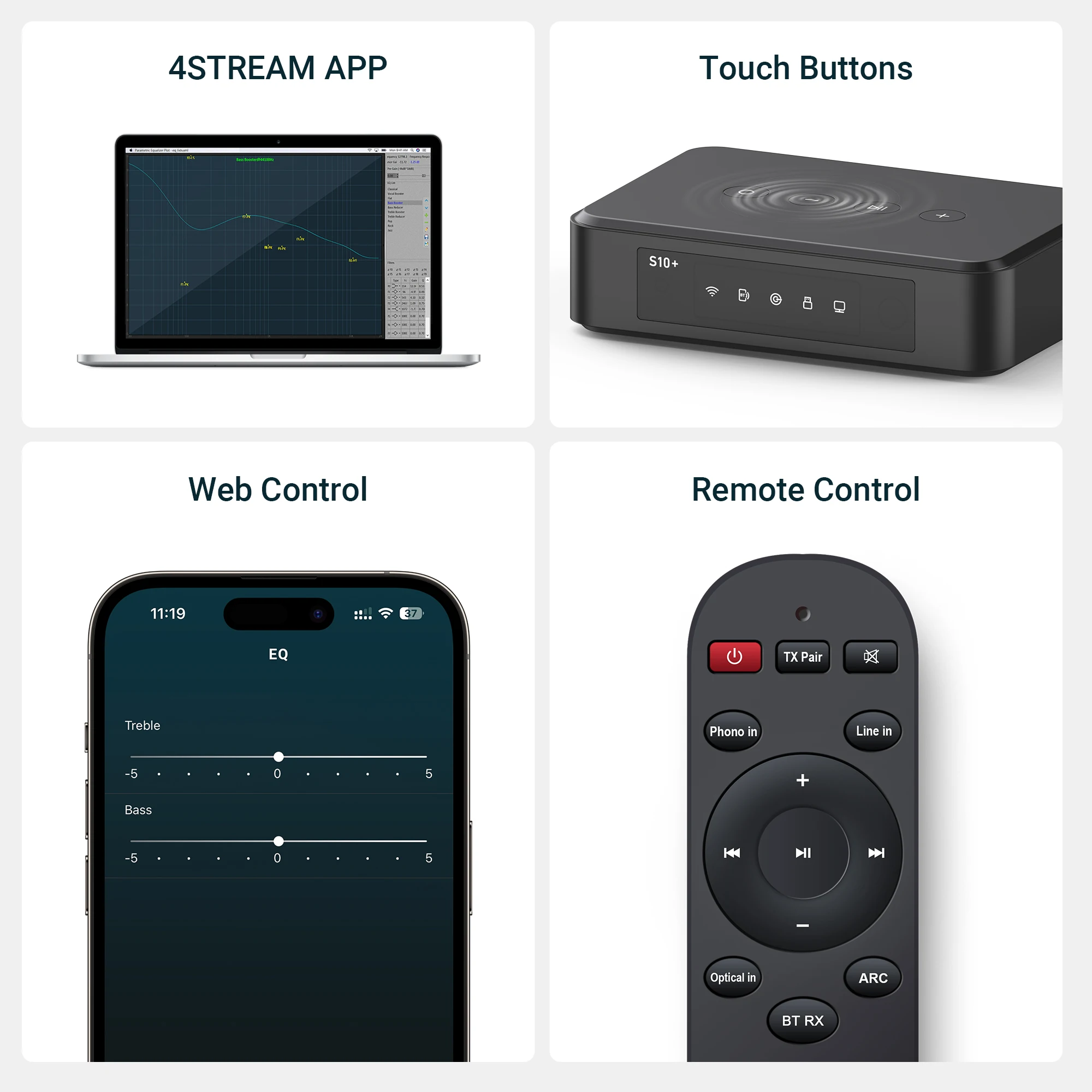 Imagem -06 - Arylic S10 Mais Streamer de Música sem Fio Módulo de Circuito Receptor de Música Estéreo Doméstico Multiroom sem Fio com Airplay de Maré