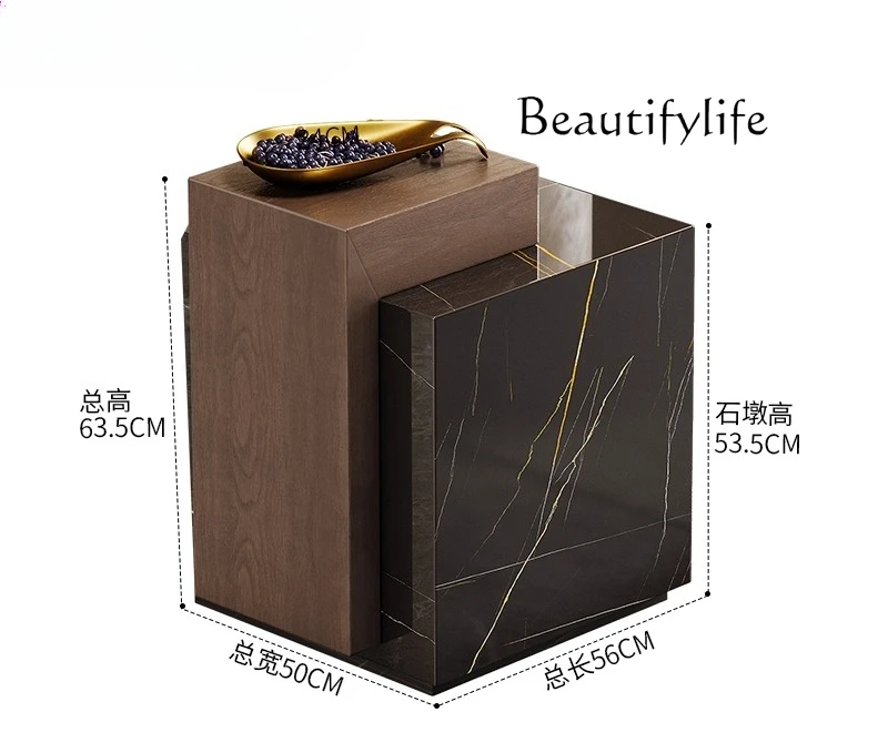 

Italian minimalist side table high-end living room sofa side cabinet design creative art solid wood corner table