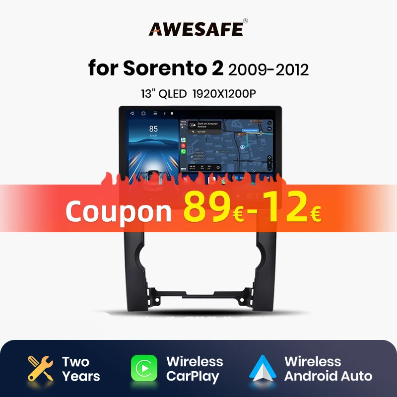 AWESAFE X7 MAX 13.1“ 2K Wireless CarPlay Android Auto for Kia Sorento 2 XM 2009 2010 2011 2012Car Radio  Multimedia autoradio