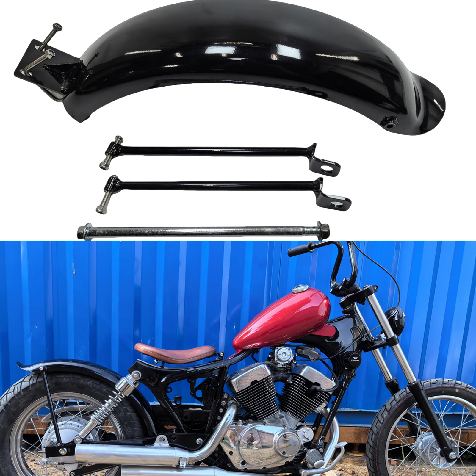 For Yamaha XV250 Motorcycle Rear Fender Plate Mudguard With Stands Tail Wheel Protector Mud Guard Cover Flap