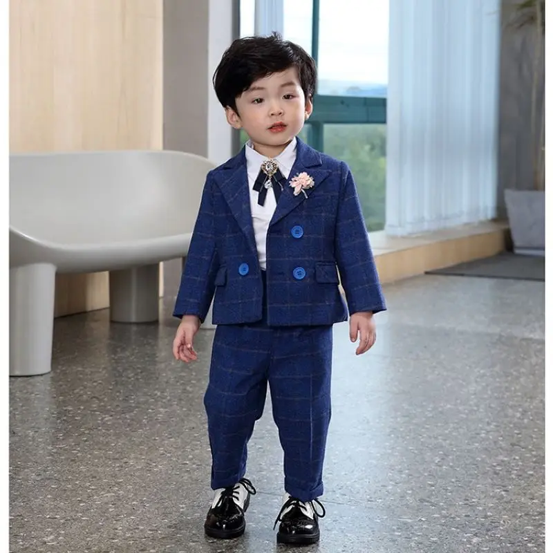 High Quality Little Boy Formal Suit/Boy Performance Suit/Double Breasted Gentleman Baby Boys 2-piece Suit Set 3404B